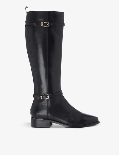 Dune Womens Black-leather Top Leather Knee-high Boots 3