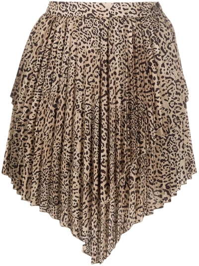 Wandering Animalier Print Pleated Mini Skirt