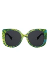 Versace 56mm Butterfly Sunglasses In Green/ Blue/ Grey