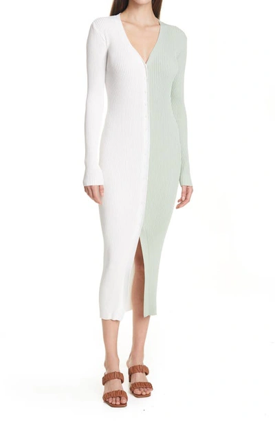 Staud Shoko Colorblock Sweater In Ivory/ Sage