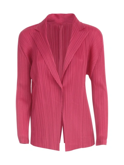 Issey Miyake Pleats Please By  Pleated Jacket In Magenta