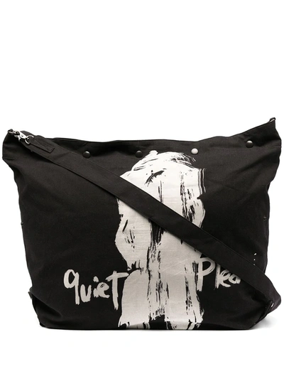 Yohji Yamamoto Graphic Print Shoulder Bag In Black | ModeSens