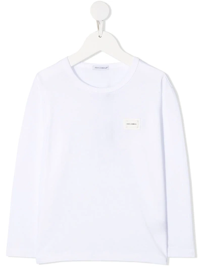 Dolce & Gabbana Logo Patch Long-sleeve T-shirt In White
