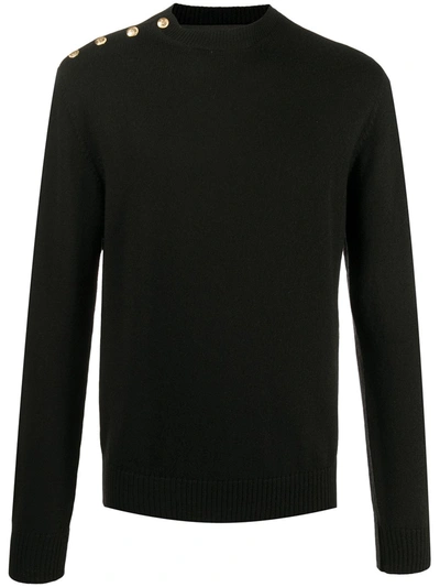 Les Hommes Button-detail Knit Jumper In Black