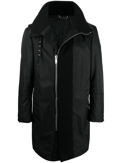 Les Hommes Layered Lightweight Coat In Black