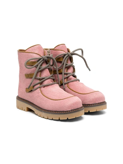 Pèpè Kids' Lace-up Ankle Boots In Pink