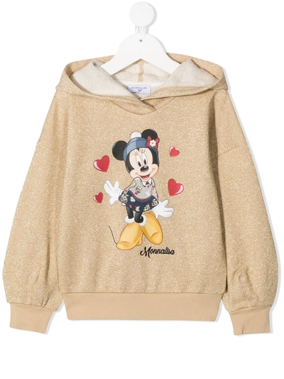Monnalisa Kids' Minnie Logo Sweatshirt In Gold