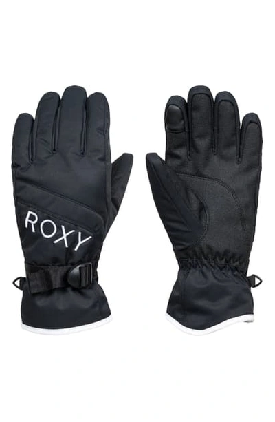 Roxy Jetty Waterproof Ski Gloves In True Black