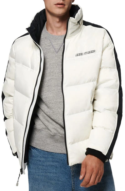 Andrew Marc Ghost Quilted Glow In The Dark Down Bomber Jacket In White