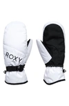 Roxy Jetty Solid Snow Mittens In Bright White