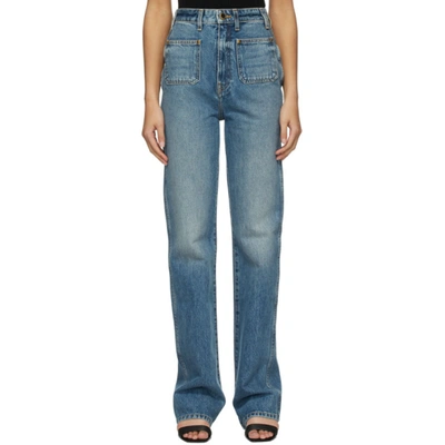 Khaite Isabella High-rise Straight-leg Jeans In Light Blue