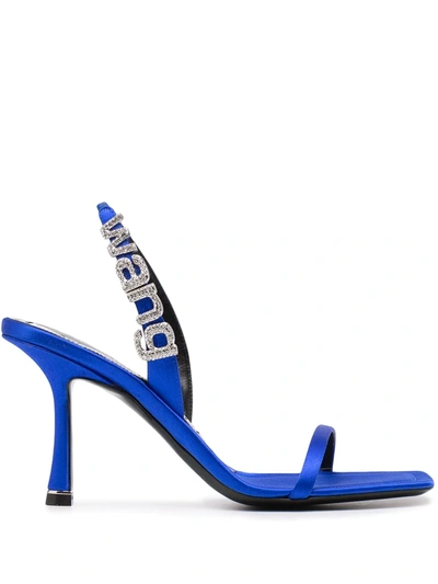 Alexander Wang Women's Ivy Logo-detailed Satin Sandals In Blue