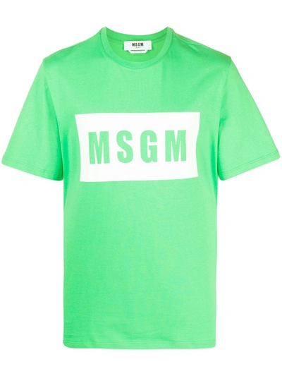 Msgm Teen Logo-print Cotton T-shirt In Green