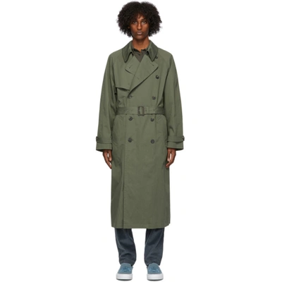 Kenzo Draping Trench Coat In 54 Fern