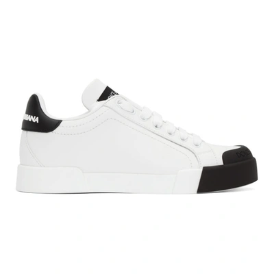Dolce & Gabbana White & Black Portofino Sneakers