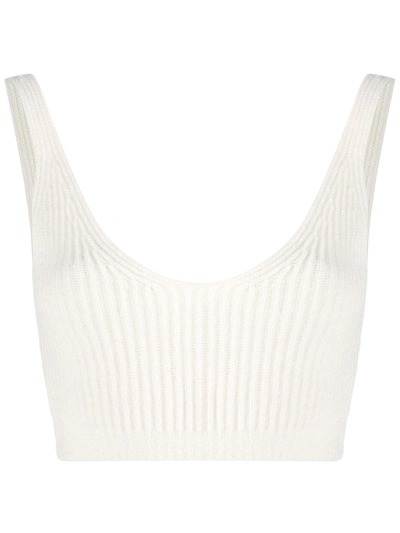 Cashmere In Love Ribbed Knit Cropped Vest In Neutrals