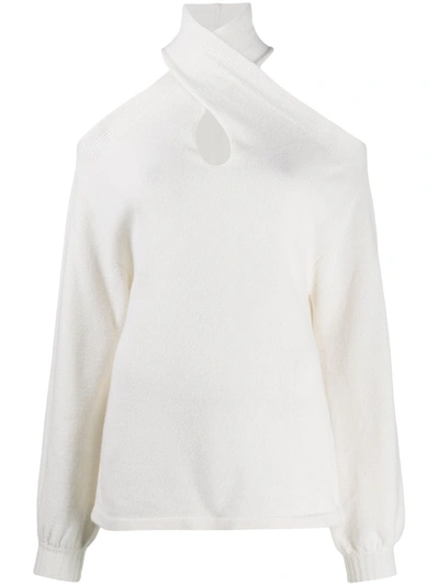 Federica Tosi Crossover-neck Cold-shoulder Jumper In White