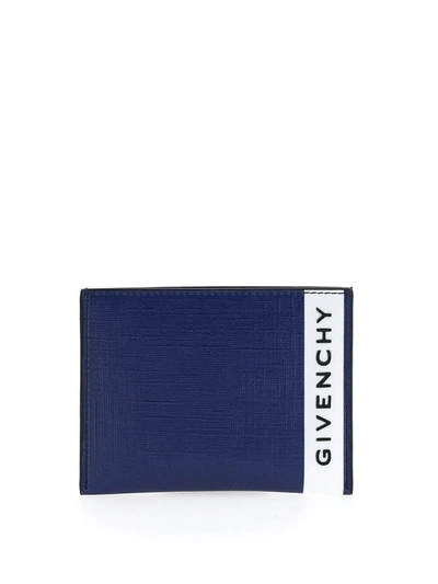 Givenchy Eco Saffiano Leather Card Holder In Blue