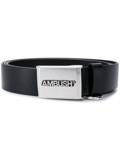Ambush Leather Belt With Logo Buckle In Black