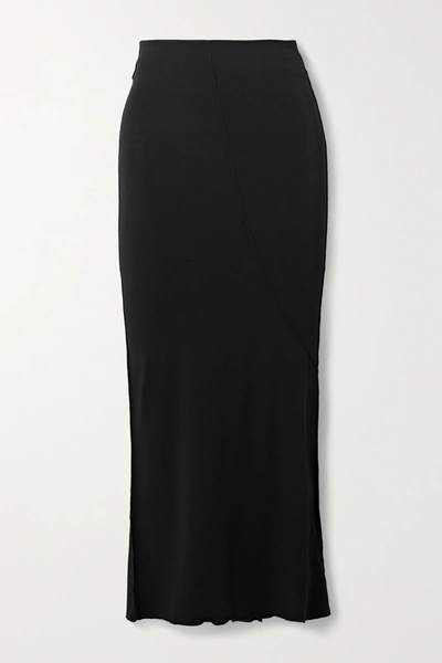 The Line By K Vana Stretch-micro Modal Midi Skirt In Black