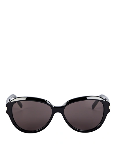 Saint Laurent Angular Oval Sunglasses In Black