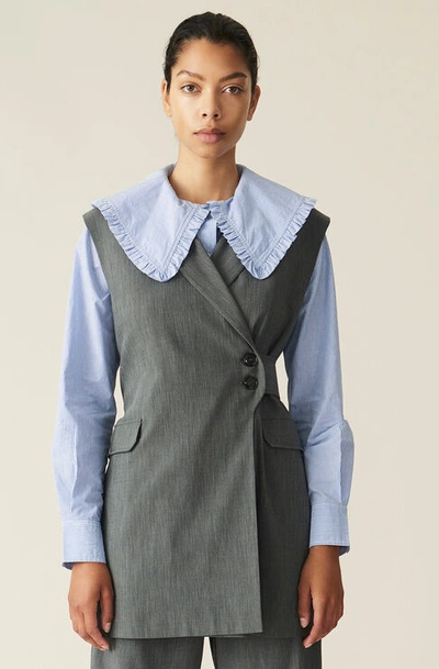 Ganni Melange Suiting Waistcoat In Sharkskin