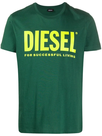 Diesel T-diego-logo Cotton T-shirt In Green