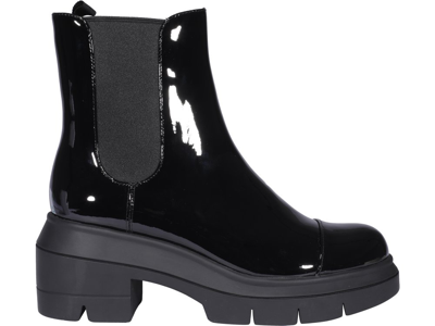 Stuart Weitzman Norah Patent Leather Chelsea Boots In Black