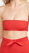 Mara Hoffman Abigail Ribbed Recycled Bandeau Bikini Top In Red