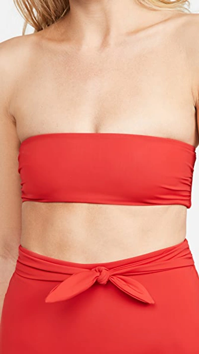 Mara Hoffman Abigail Ribbed Recycled Bandeau Bikini Top In Red Coat