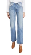 Re/done Comfort Stretch High-rise Stovepipe Jeans In Light Stone