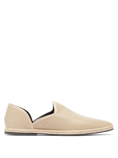 The Row Friulane Grained-leather Slipper Flats In Beige