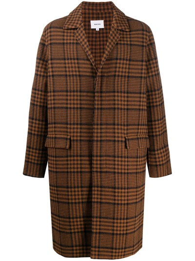Nanushka Malick Single-breasted Checked Wool-blend Coat In Brown