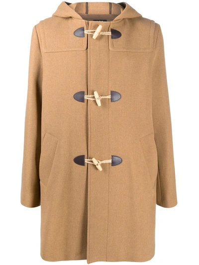 Apc Edouard Hooded Wool Duffle Coat In Brown