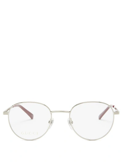 Gucci Round Metal Optical Glasses In Silver