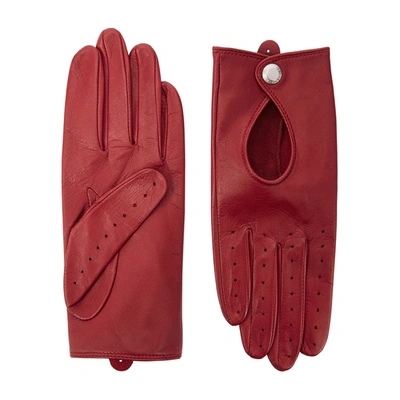 Dents Thruxton Keyhole Leather Driving Gloves In Berry