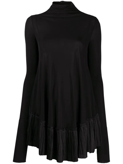 Jil Sander Turtleneck Ruffle Blouse In Black