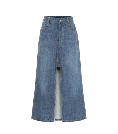 Chloé Layered Denim Maxi Skirt In Blue