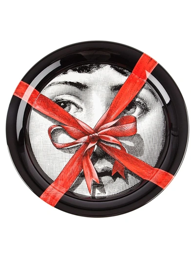 Fornasetti Printed Round Tray In Black