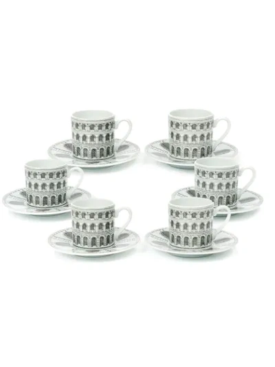 Fornasetti Archi Coffee Cup Set In White