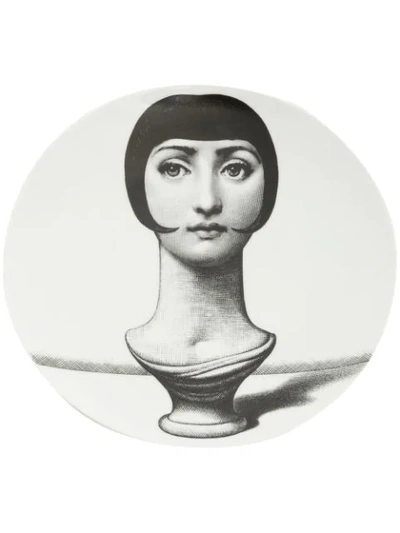 Fornasetti Female Bust Printed Plate In Black