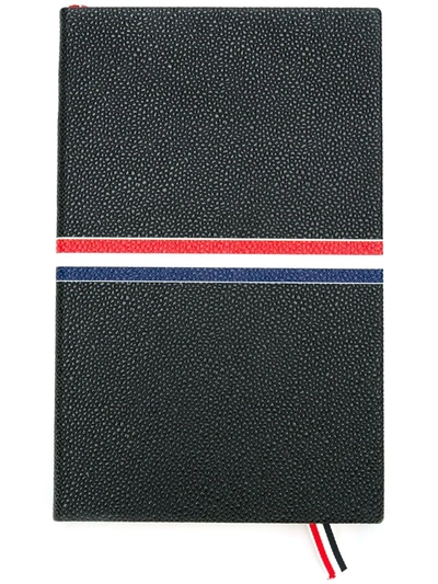 Thom Browne Large Signature Stripes Notebook In Black