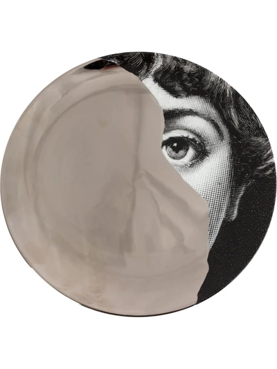 Fornasetti Print T&v Wall Plate In Grey