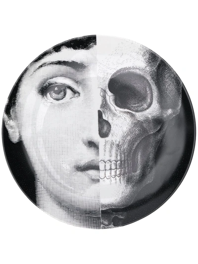 Fornasetti Skull Portrait Plate In Black