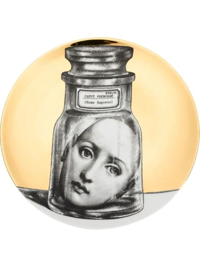 Fornasetti Tema E Variazioni Salt Face Wall Plate In Gold
