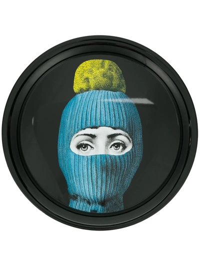 Fornasetti Lux Gstaad Tray In Light Blue/yellow/black