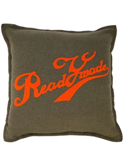 Readymade Logo Print Pillow In Green