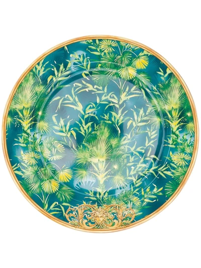 Versace Home Jungle-print Round Plate (30cm) In Green