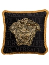 Versace Sequin Medusa Decorative Pillow, 18 X 18 In Black/gold