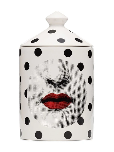 Fornasetti White And Black Comme Des Forna Otto Candle In Weiss